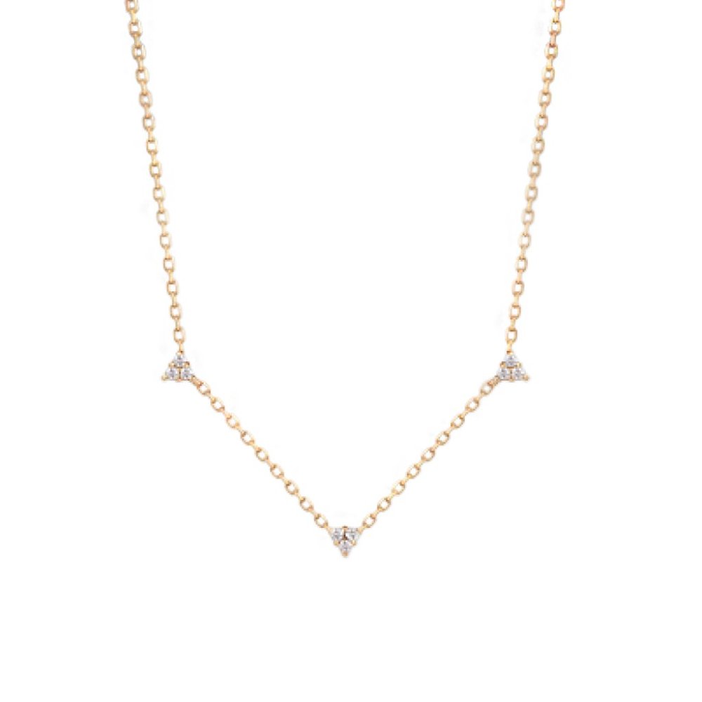 NWT Gigi Diamond Trillium Necklace //14t Solid Gold - Picture 2 of 2